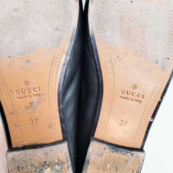 Gucci Brixton Horsebit Leather Loafers in Black Leather 37 7 - Picture 8 of 10